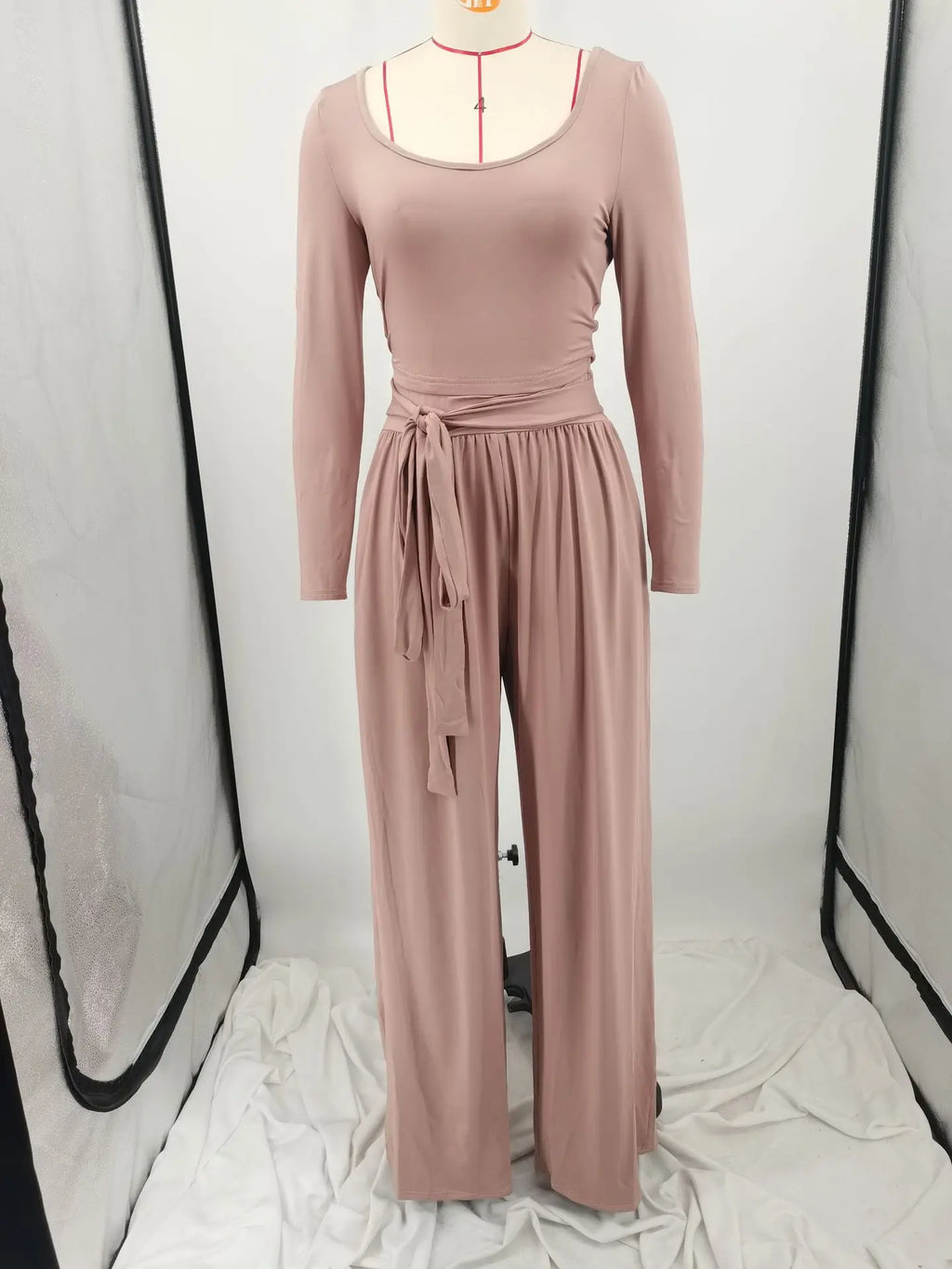 Fall Ladies 2 Pcs Outfits Long Sleeve Tops Lace up Paggy Trousers Suit Loungewear Two Piece Wide Leg Pant Set Women Clothing